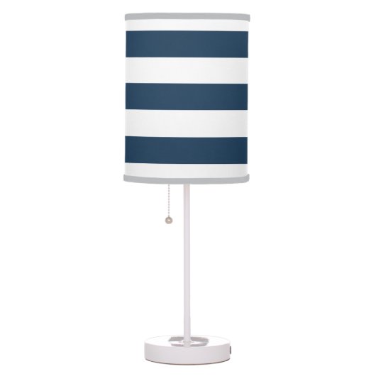 Navy Blue and White Bold Stripes Table Lamp (Right)