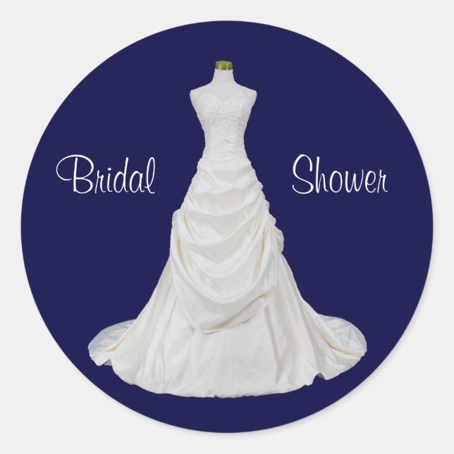 Navy Blue and White Bridal Shower Envelope Seal (Front)