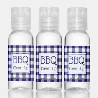 Navy Blue and White Buffalo Check BBQ Party Hand Sanitizer