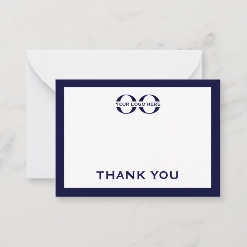 Navy Blue and White Business Logo Thank You Card
