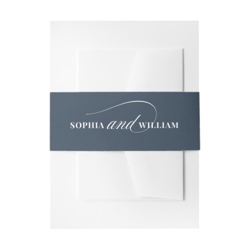 Navy Blue and White Calligraphy | Luxe Wedding Invitation Belly Band