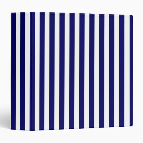 Navy blue and white candy stripes 3 ring binder