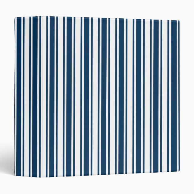 Navy blue and white candy stripes 3 ring binder (Front/Spine)