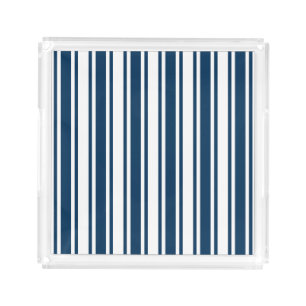 Navy blue and white candy stripes acrylic tray