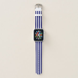 Navy blue and white candy stripes apple watch band