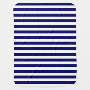 Navy blue and white candy stripes baby blanket