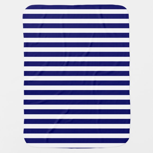 Navy blue and white candy stripes baby blanket (Front)