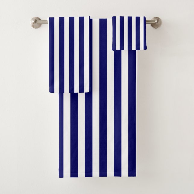 Navy blue and white candy stripes bath towel set (Insitu)