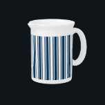 Navy blue and white candy stripes beverage pitcher<br><div class="desc">Navy blue and white candy stripes</div>