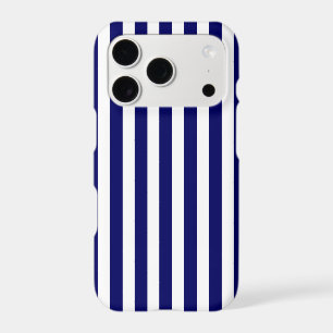 Navy blue and white candy stripes iPhone 17 pro case