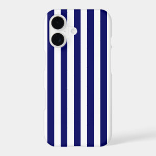 Navy blue and white candy stripes iPhone 17 case