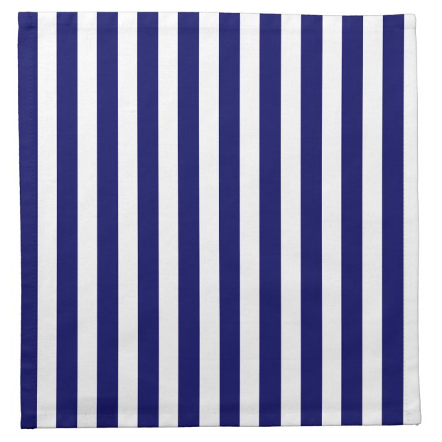 Navy blue and white candy stripes cloth napkin (Front)