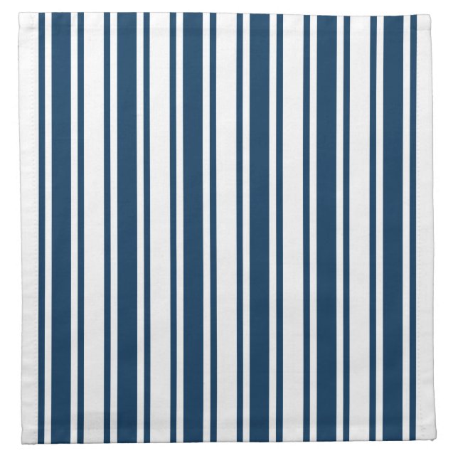 Navy blue and white candy stripes cloth napkin (Front)