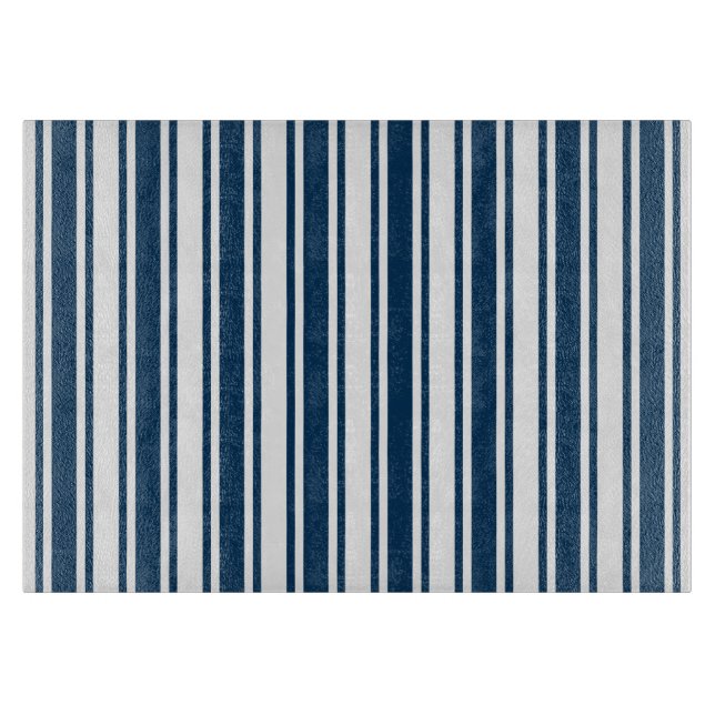 Navy blue and white candy stripes cutting board (Front)