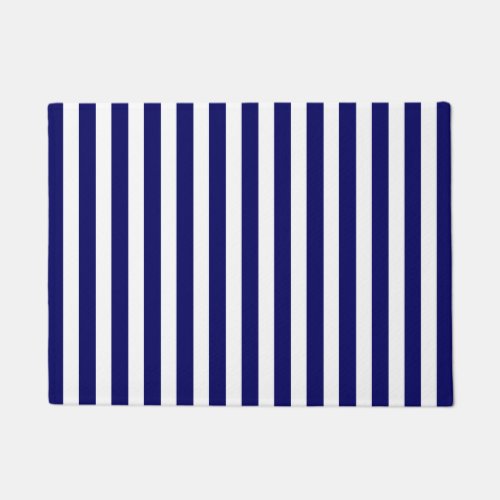 Navy blue and white candy stripes doormat