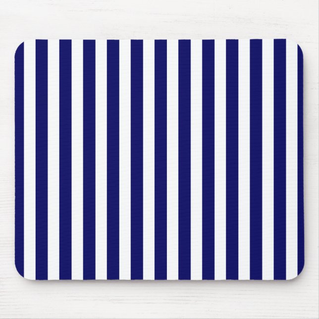 Navy blue and white candy stripes mouse pad (Front)