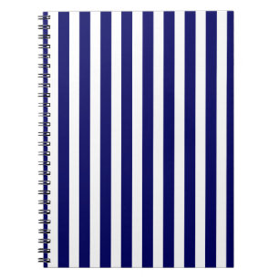 Navy blue and white candy stripes notebook