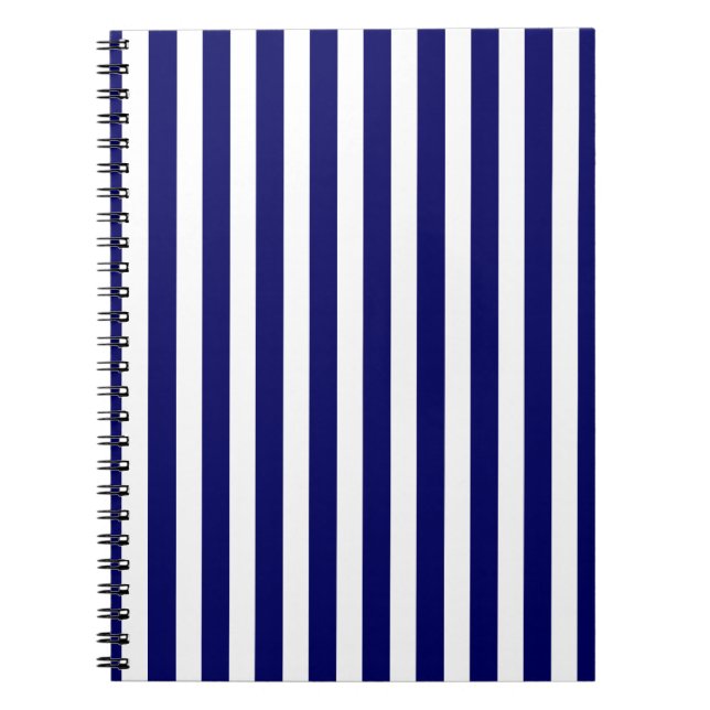 Navy blue and white candy stripes notebook (Front)