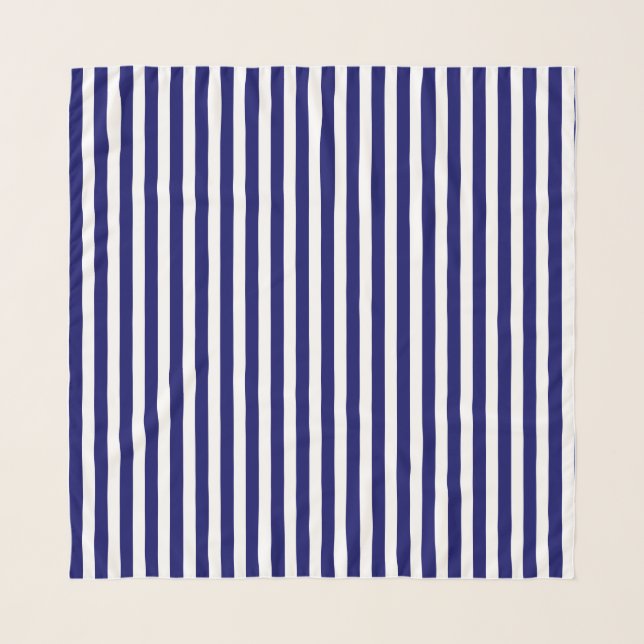 Navy blue and white candy stripes scarf (Front)