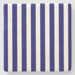 Navy blue and white candy stripes stone coaster
