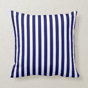 Navy blue and white candy stripes throw pillow