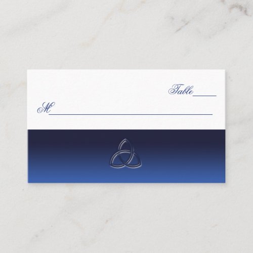 Navy Blue and White Celtic Love Knot Place Card