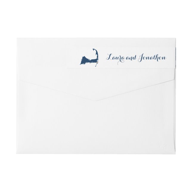 Navy Blue and White Chatham Cape Cod Wedding Wrap Around Label (Back)