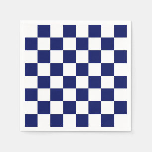 Navy Blue and White Checker Pattern Paper Napkins