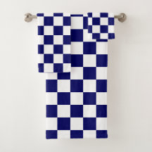 Navy Blue and White Checkerboard Pattern