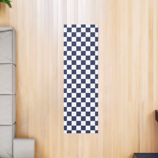 Navy Blue and White Checkered Pattern Runner (Insitu (Indoor 2))