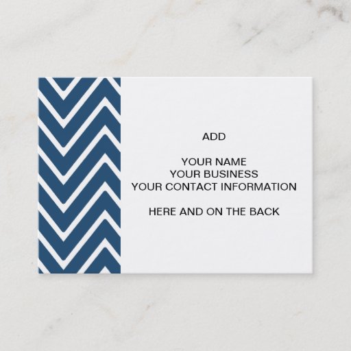 Customizable Navy Blue and White Chevron Pattern 2 Business Cards