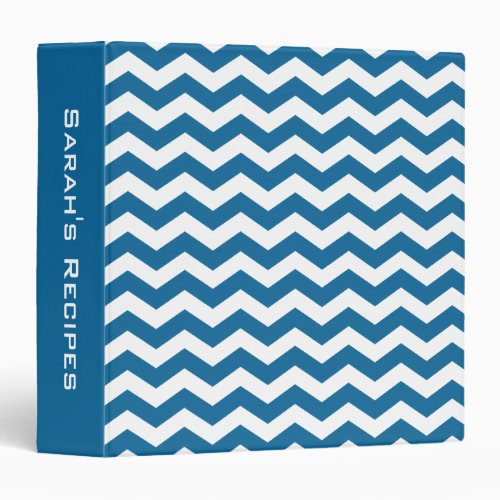 Navy Blue and White Chevron Pattern Recipe Binder