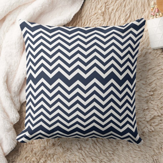 Navy blue and white chevron pattern  throw pillow (Blanket)