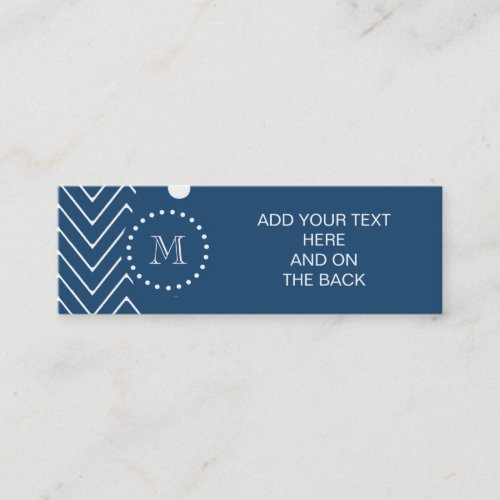 Navy Blue and White Chevron Pattern, Your Monogram Business Cards