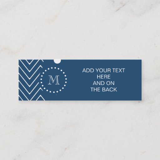 Customizable Navy Blue and White Chevron Pattern, Your Monogram Business Cards