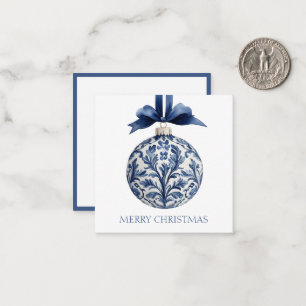 Navy Blue and White Chinoiserie Christmas Ornament Note Card