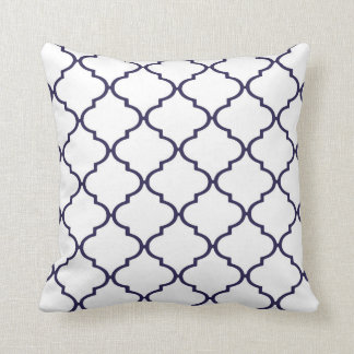 Navy Blue and White Classic Quatrefoil Pillow