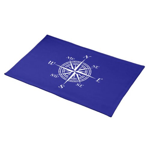 Navy Blue And White Coastal Decor Compass Rose Placemat
