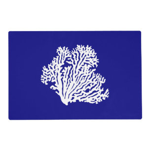 Navy Blue And White Coastal Decor Coral Placemat