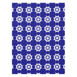 Navy Blue And White Coastal Decor Helm Tablecloth
