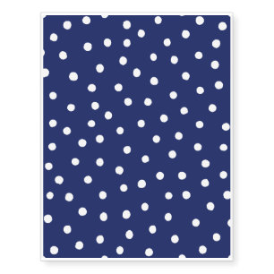 Navy Blue and White Confetti Dots Pattern Temporary Tattoos