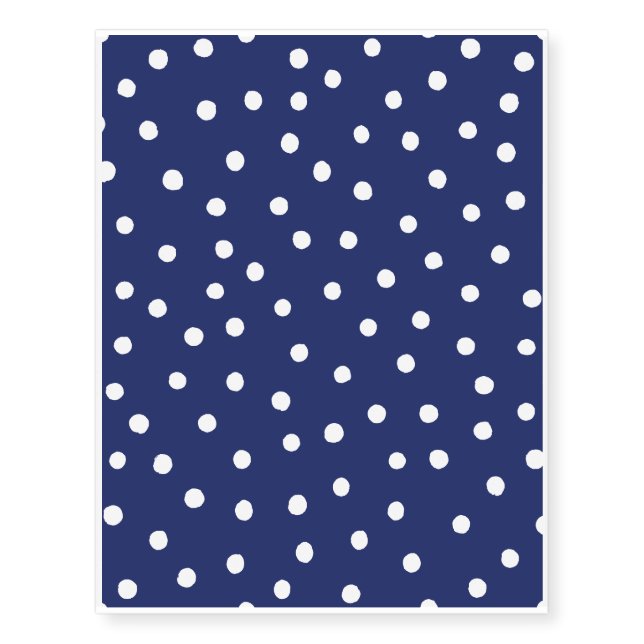 Navy Blue and White Confetti Dots Pattern Temporary Tattoos (Front)