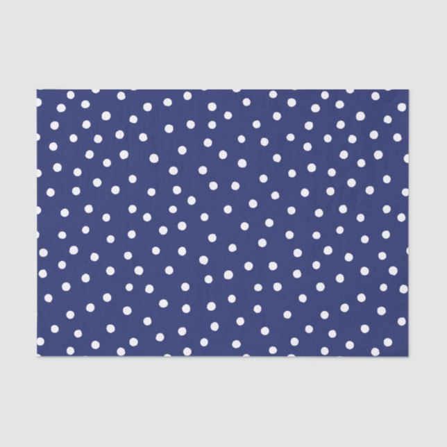 Navy Blue and White Confetti Dots Pattern Tissue Paper (Front)