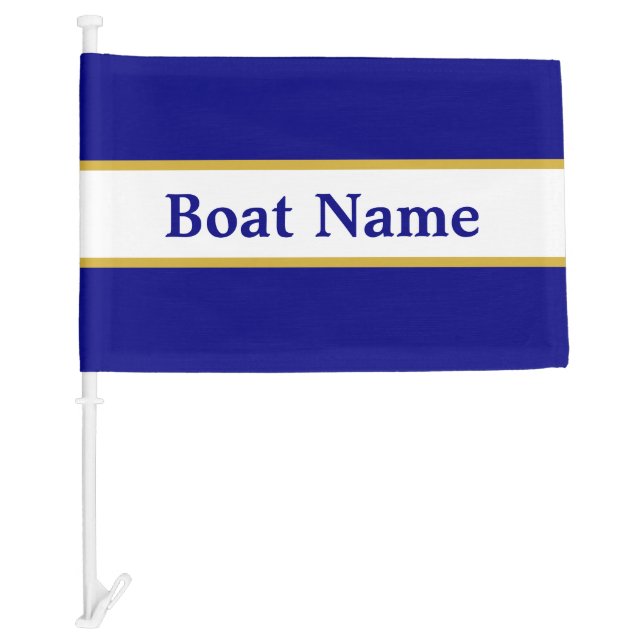 Navy Blue and White Custom Boat Name Car Flag (Front)