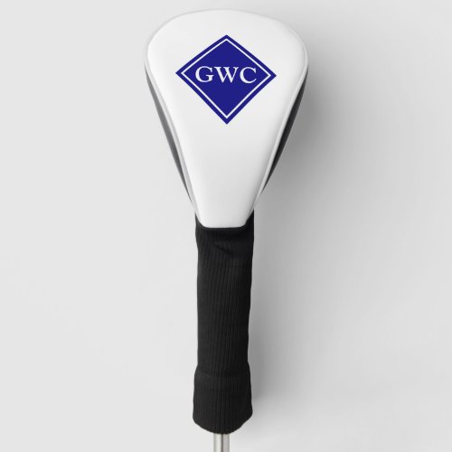Navy Blue And White Custom Monogram Golf Head Cover