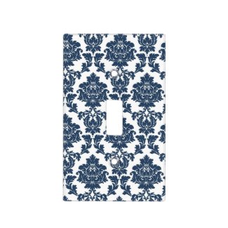 Navy Blue and White Damask Light Switch Cover