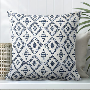 Navy Blue and White Decorative Throw Pillow