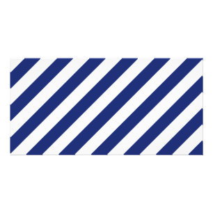 Navy Blue and White Diagonal Stripes Pattern Card
