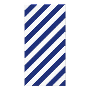 Navy Blue and White Diagonal Stripes Pattern Card