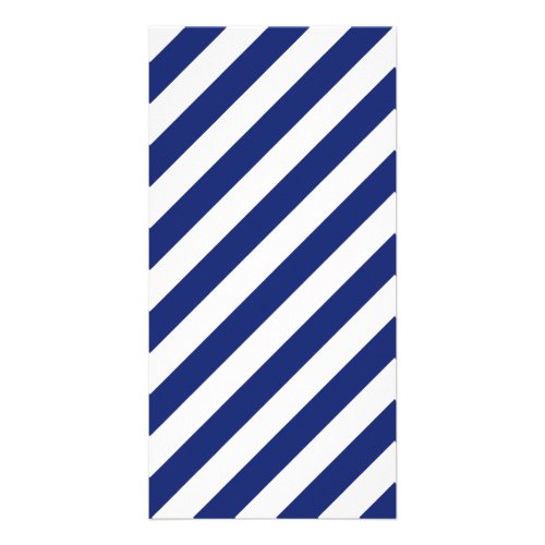 Navy Blue and White Diagonal Stripes Pattern Card